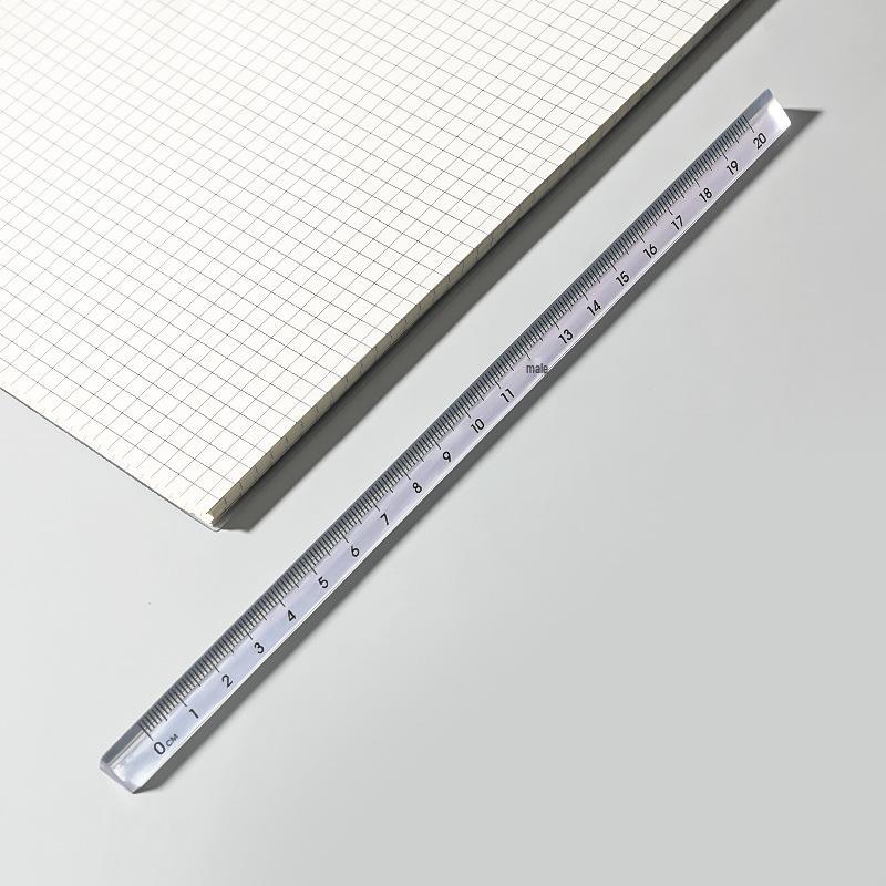 MUJI Style Transparent Triangular Ruler, 20cm. Ideal for Students, Exams, Office, and 3D Measuring. Triangular Scale Ruler