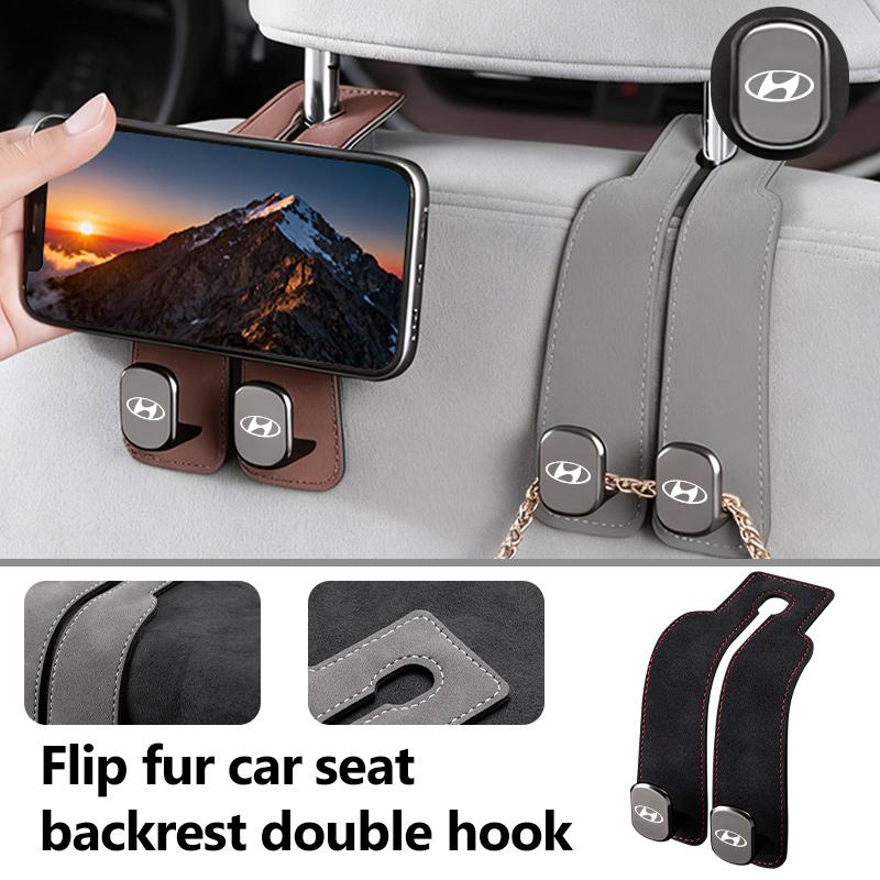 For Hyundai Car Seat Back Double Hook Suede Hook Auto Interior Accessories Azera GDI i10 i20 i30 i40 ix20 ix35 Sonata Santafe R3