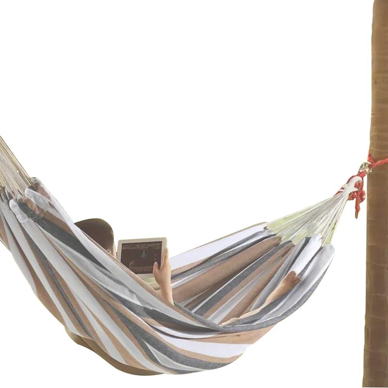 Portable Two-Person Outdoor Camping Polyester Cotton Hammock Thickened Striped Kids Camping Sleeping Swing With Organizer Bag