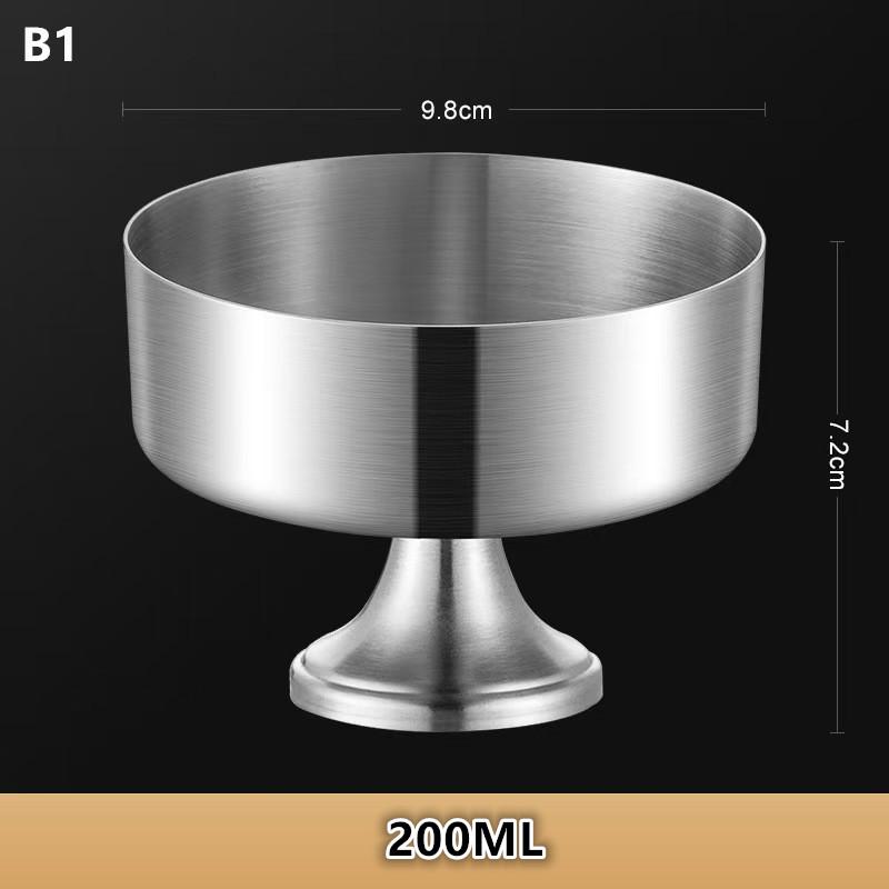 Edelstahl Dessertbecher Puddingbecher Luxus Eisbecher Hoher Fuß Joghurt Dessertbecher Servierteller Obstschale Kuchenplatte