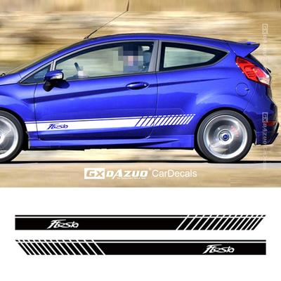 Racing Sport Stripes Both Side Car Door Skirt Decals For Ford Fiesta ST RS Hatchback 2008-2018 3-5 Auto Body Decor Stickers