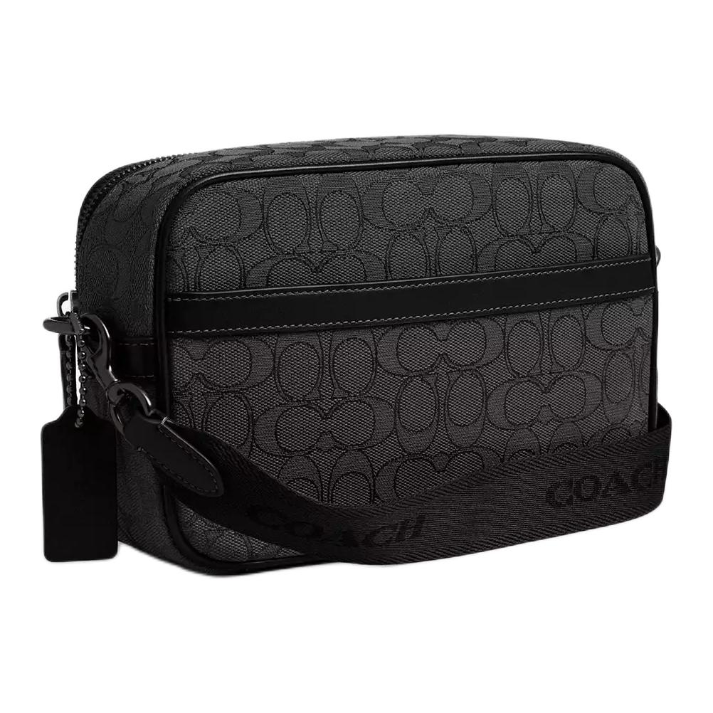 Coach Theo 22 Logo Print Leather Camera Bag Men Shoulder Bag Black CBF21-BLK