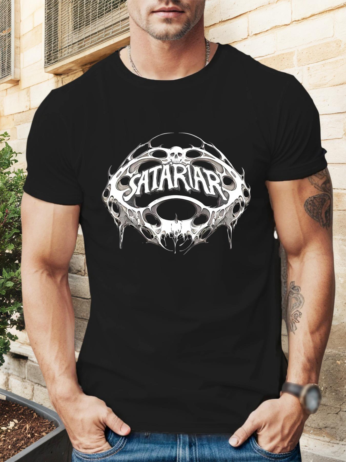 Skull SATARIAR Graphic T-shirt - Black Casual Summer Tee with Gothic Design XXXL