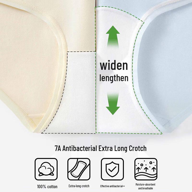 Langscha Women's Pure Cotton 7A Antibacterial Mid-Waist Briefs 4-Pack