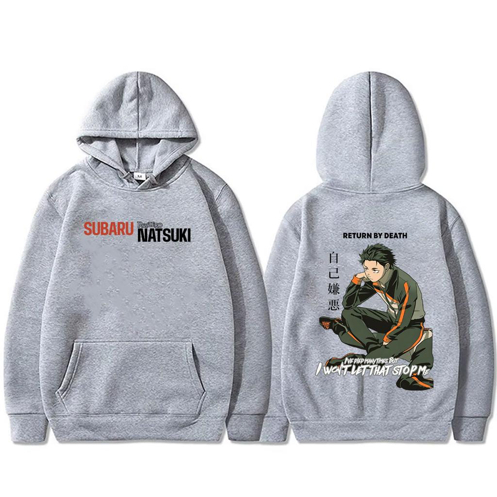 Anime Re:ZERO Starting Life in Another World Natsuki Subaru Print Hoodie Unisex Manga Oversized Pullover Male Casual Hoodies