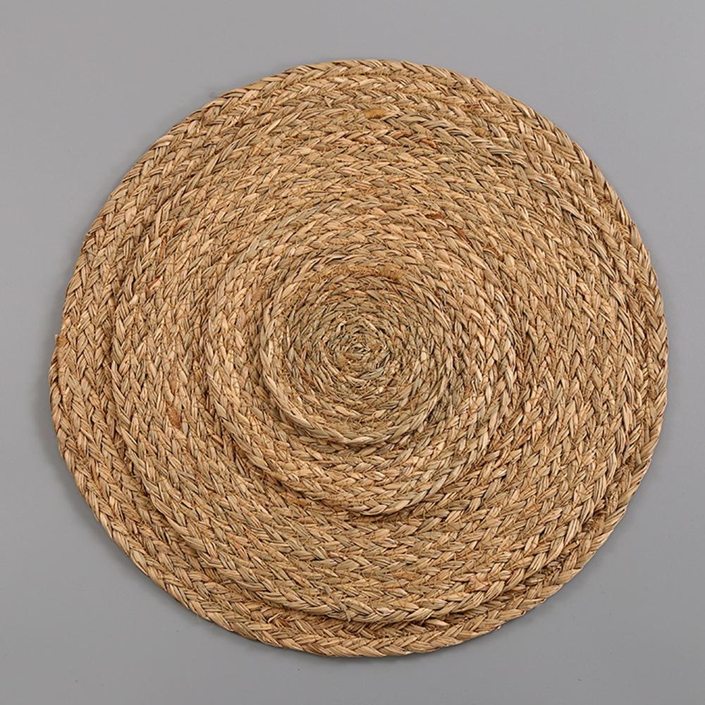 Round Table Placemats Handmade Weave Non-Slip Placemat Coaster Corn Hull for Table Insulation Table Mats Pads Home Decor
