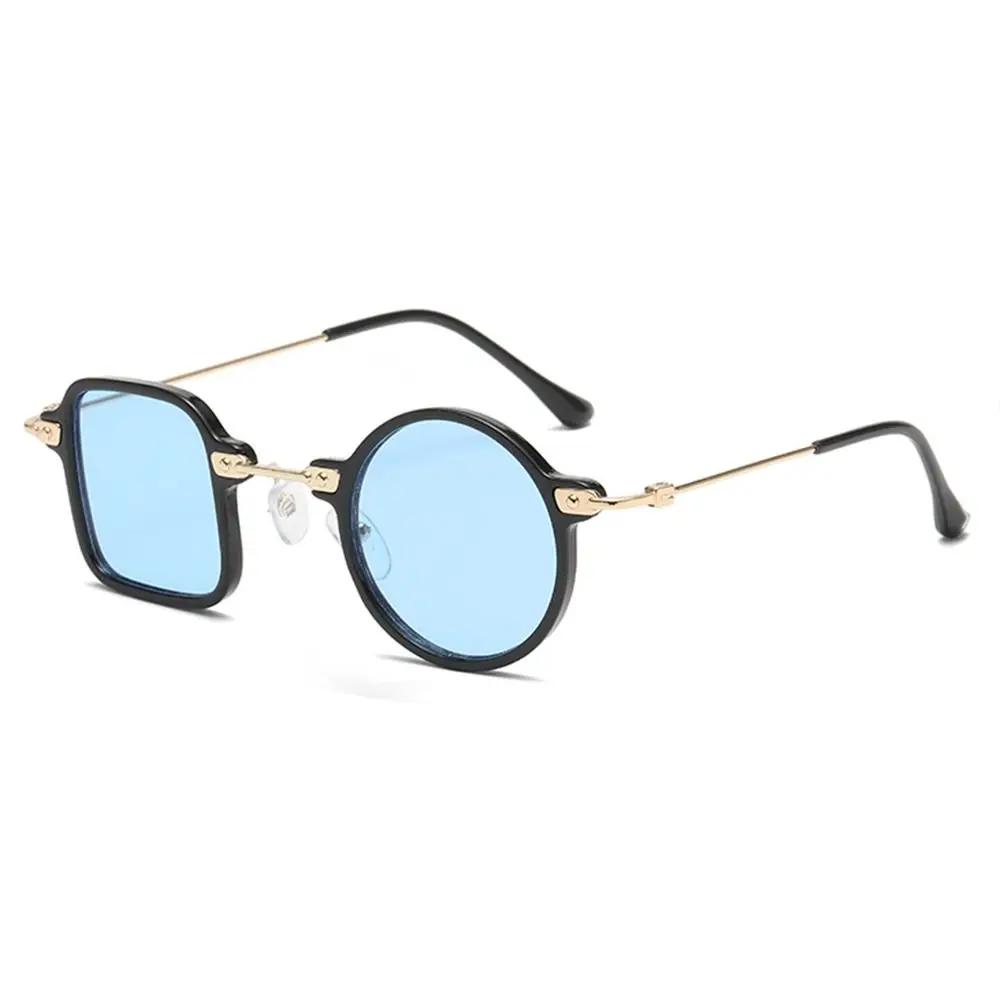 Unique Asymmetrical Square Round Sunglasses Retro UV400 Clear Men Punk Sun Glasses Ocean Lens Shades for Women Men