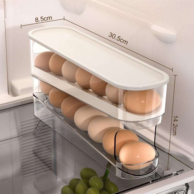 

Компактный держатель для яиц для холодильника с наклоном: Самовыдвигающийся ящик для хранения в боковой двери и легкого доступа