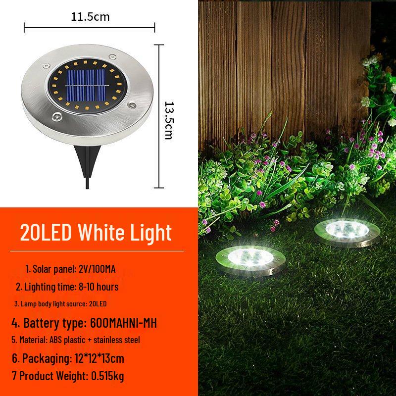Stainless Steel Solar LED Ground Lights - 3 Pack