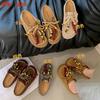 Retro and literary Korean lace-up cool slippers 2025 summer new versatile cool slippers versatile thick-bottomed cool slippers