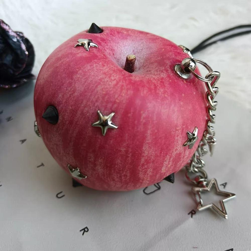 Lolita Simulation Fruit Keychain Y2K Pu Fruits Bag Pendant Star Rivet Bag Charm Key Ring