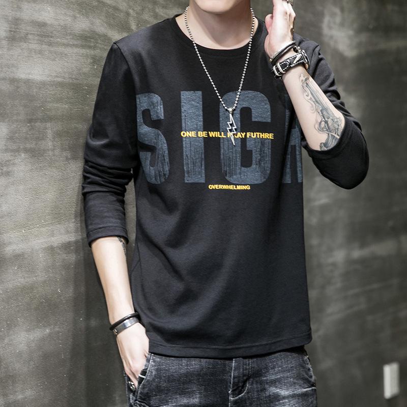 

2020 Men s Trendy Hong Kong-Style Long-Sleeve T-Shirt L чёрный