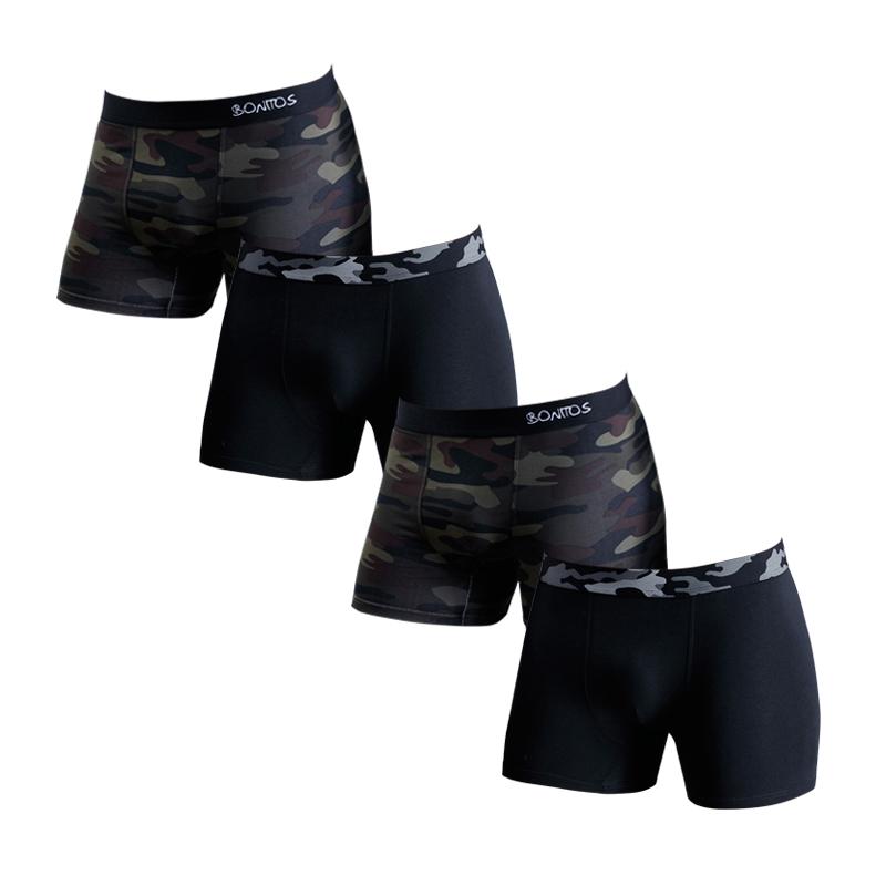 BONITOS 4pcs Cotton Men's Panties Pack Brand Boxer Shorts Man Camouflage Intimate Underpants