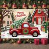 Winter Holiday Banner Red Truck Design Xmas Display Holiday Backdrop Wreath Ornament Snowy Christmas Backdrop For Christmas