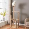 Solid Wood Sisal Cat Tree with Space Capsule and Scratch Board