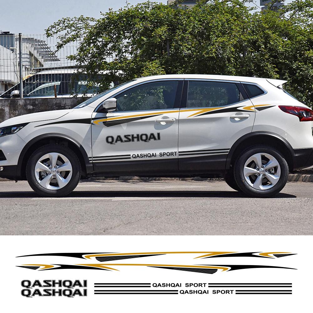 2 st Bilstickers För Nissan Qashqai J10 J11 J12 Vinylfilm Sportstyling Auto Sidokjol Dekal Tuning