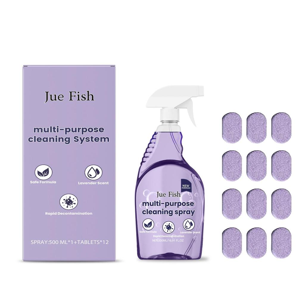 Jue Fish Univerzální rozpustná kostka 1 láhev nahrazuje 8 čisticích prostředků 120ml/500ml + Čisticí šumivé tablety