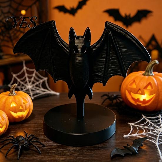 Fade-resistant Bat Model 3D Printed Gothic Black Statue, Figurine with Stable Round Base, Halloween Window Display Tabletop Decor for Home,