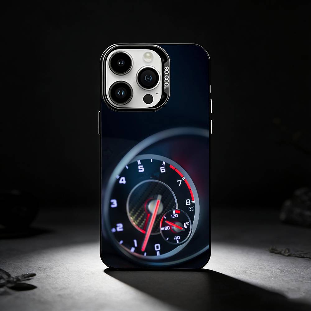 Sports Car Dashboard Phone Case For iPhone 17,16,15,14,13,12,11 Plus,Pro Max,XS,Colored Silver Phone Case