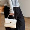 Liten handväska dam vår och sommar ny liten fyrkantig väska dam lås lock dubbellagers design enkel axel budväska dam