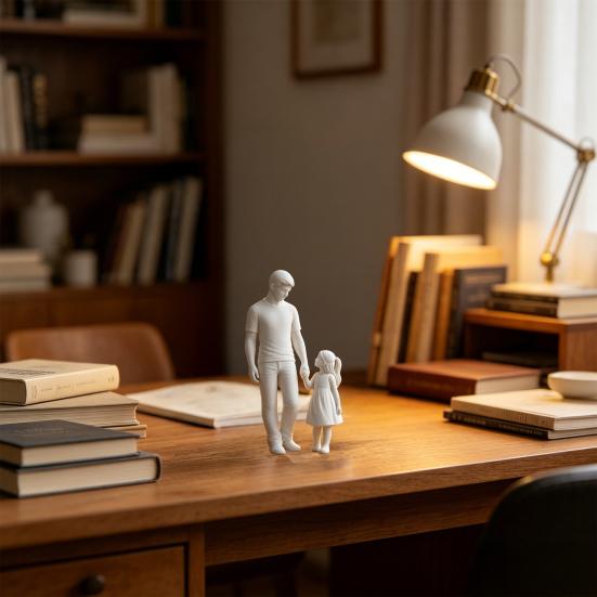 Father and Daughter Figurines, Dad Daughter Statues Warm Hand-Holding Design, Sculpted Handmade Figures Gifts for Father’s Day Anniversary Birthday