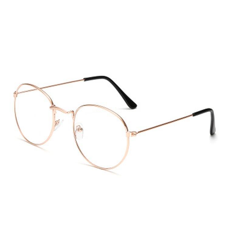 Retro Glasses Frame Harajuku Metal Round Flat Mirror Men and Women Literary Round Frame Decoration