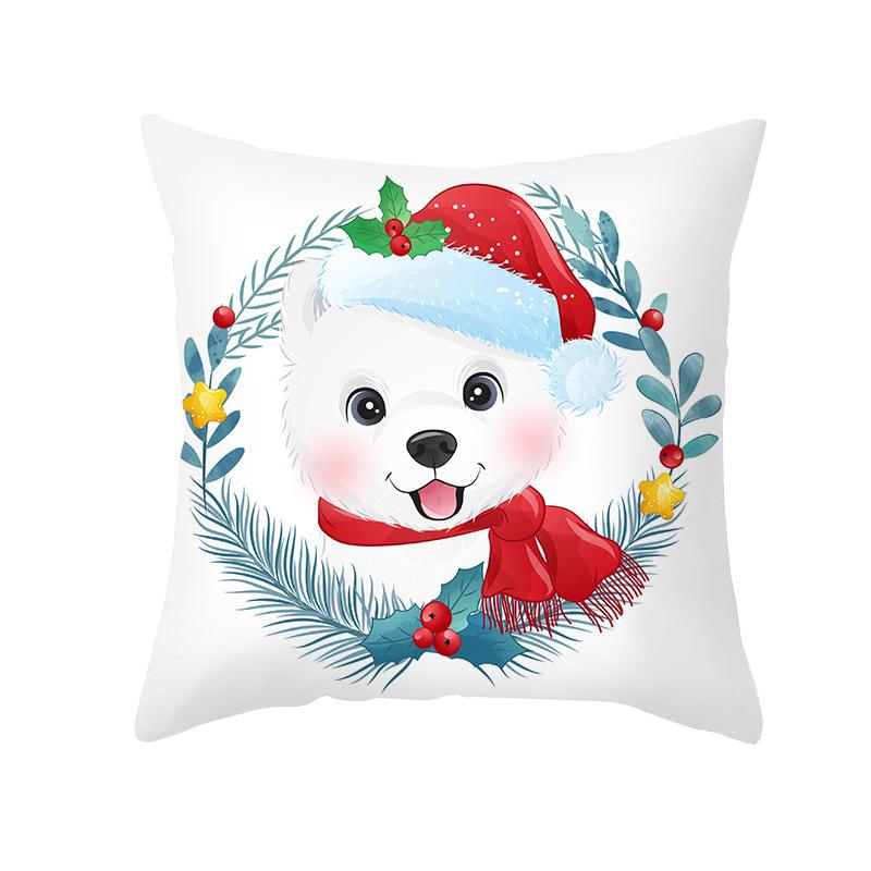 Cartoon Watercolor Christmas Pillow Cover Printed Cute Christmas Snowman Sofa Cushion Pillow Cover Home