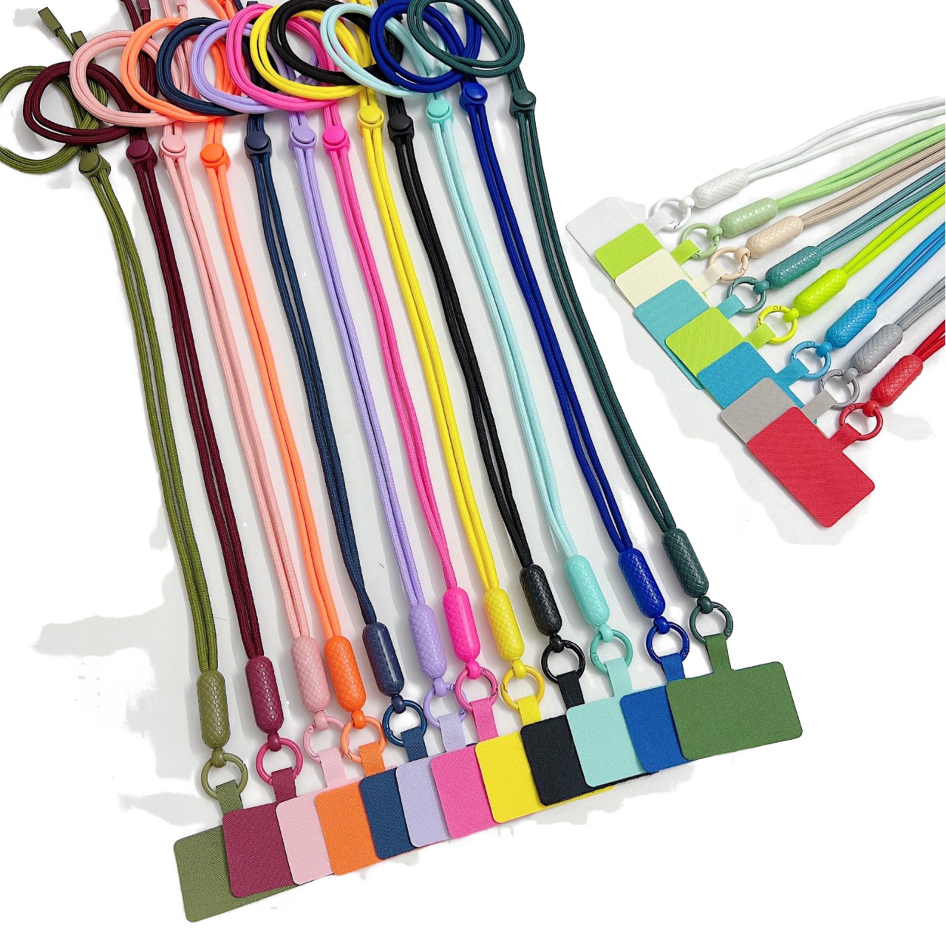 Adjustable Macaron Color Long Neck Chain Rope Universal Nylon Phone Lanyard with Cross Neck Clip Mobile Phone Straps Sports&Polyester