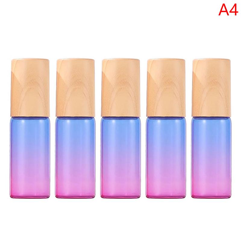 5pcs Thick Glass Roll On Bottles 5ml Gradient Color Empty Bottle Roller Ball Bottle For Essential Oil Travel Kit
