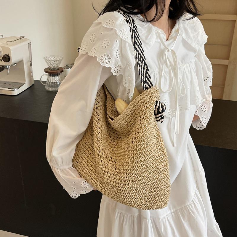 Woven Bag New Summer Large Capacity Lazy Wind Straw Woven Tote Bag Seaside Vacation Beach Bag Women's Bag