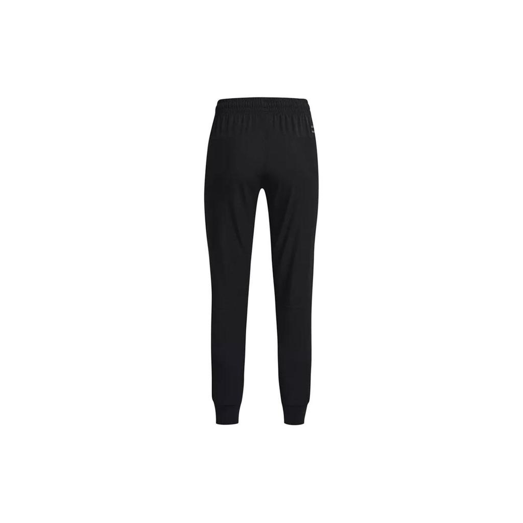 Under Armour Solid Color Elastic Waistband Cuffed Casual Pants Women Bottoms Black 1376966-001