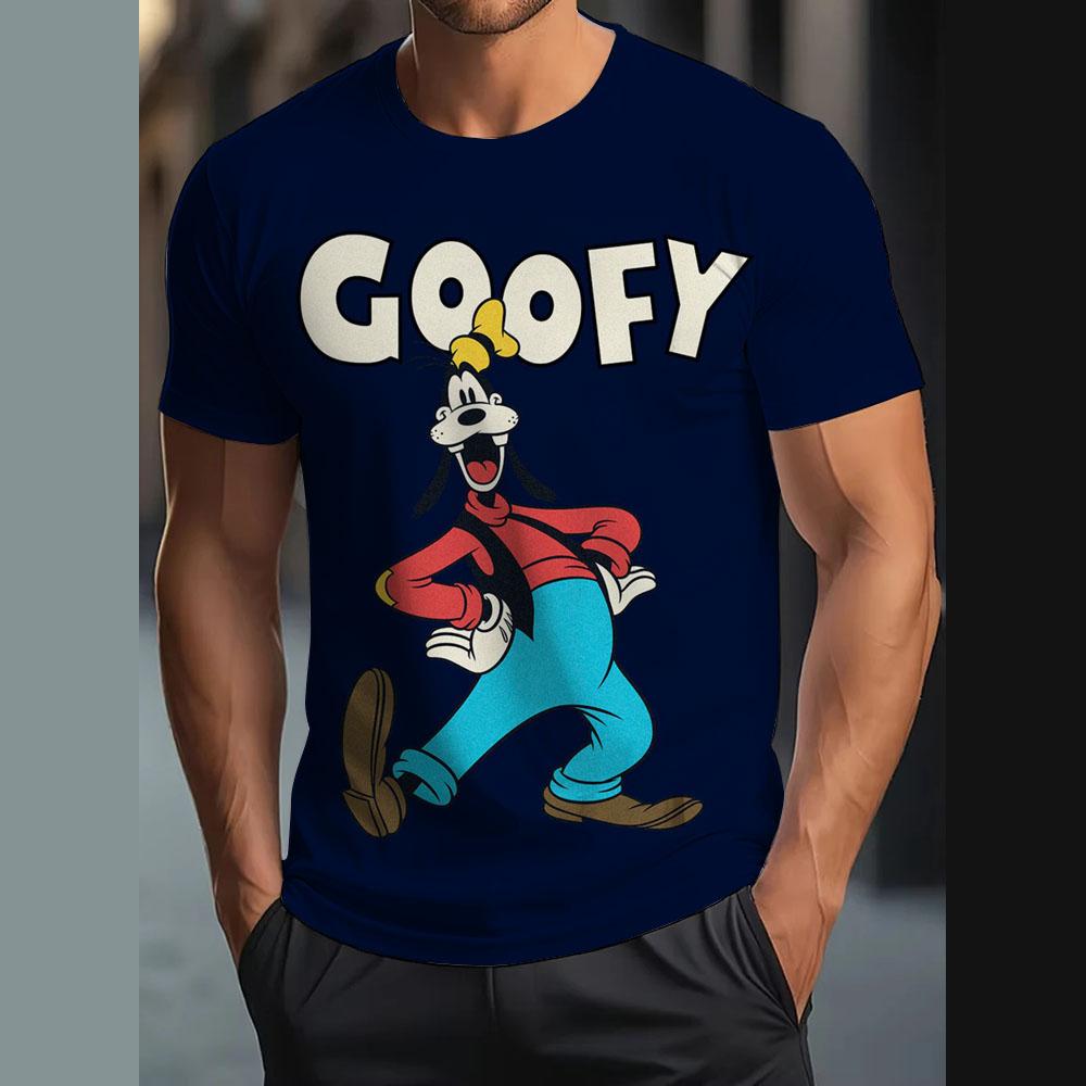 Vintage T-Shirt For Men Disney Goofy Fun Print Tee 3D Printing Casual Round Neck Shirt Harajuku Oversized Men's Clothing Tops