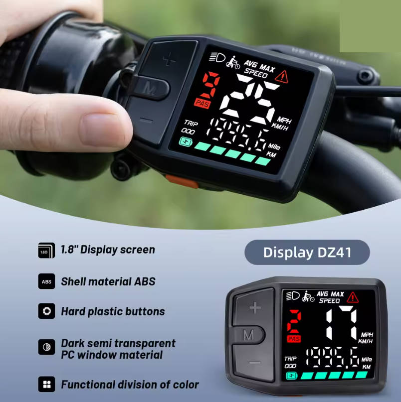LED Displej DZ41 Tachometer Kompatibilný s Bafang CAN Protokolom 0-9 Úrovní M500 M600 G510 M620 M420 M300 M200 black