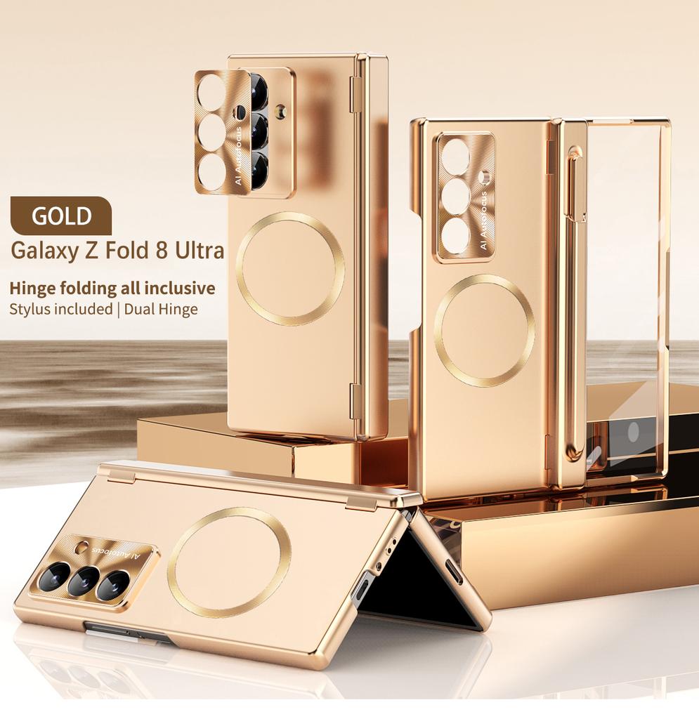 Für Samsung Galaxy Z Fold 8 Ultra 7 6 5 5G Magsafe Hülle mit Scharnierschutz Magnetische Abdeckung Stylus S Pen & Displayschutz
