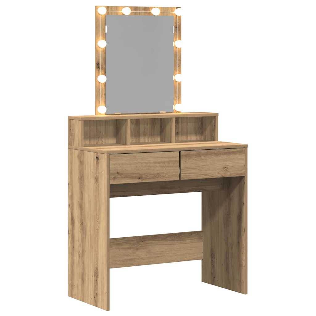 Makeup Table Artisan Oak 80 X 41 X 144.5 Cm Engineered Wood