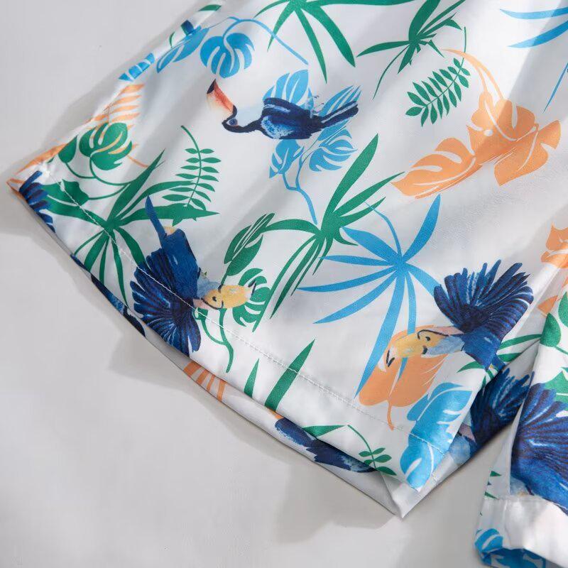 Men's Hong Kong Style Floral Shirt & Quick-Dry Shorts Set - Retro, Loose, Summer, Plus Size