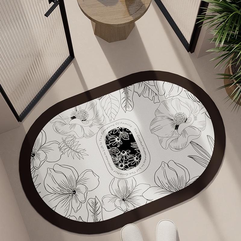 Rychleschnoucí koupelnová předložka z křemeliny: Měkký, Vodu Absorbující, Protiskluzový, Nečistotám Odolný Podlahový Koberec.