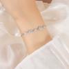 925 Silver Bracelet Four-leaf Round White Zircon Ladies Fashion Simple Birthday Party Wedding Anniversary Jewelry Gift