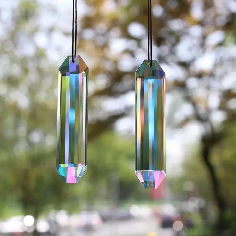 2 Stück Sonnenfänger Fensterprisma Anhänger, Kristall Regenbogen Herstellung Garten Hängeornament, Zuhause, Garten Kunst Dekoration