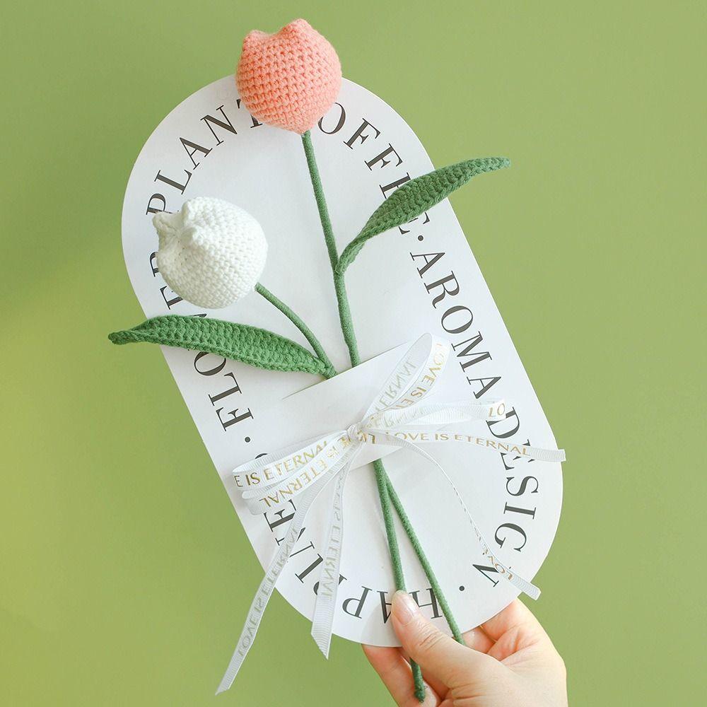 

Hand-Knitted Hand Woven Tulip Bouquet Romantic Flower Bouquet Gift Bags Valentine s Day помаранчевий