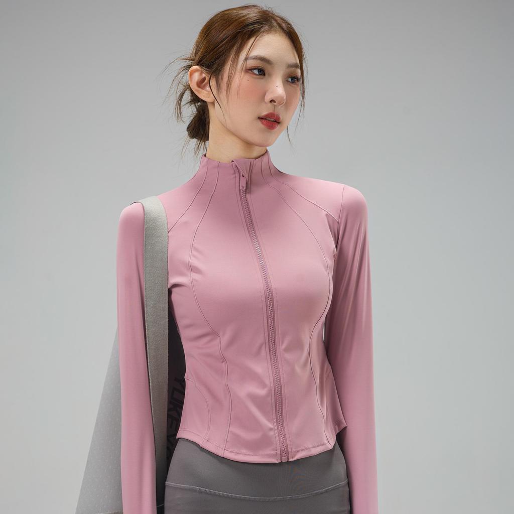 Women's Slim-Fit Yoga Jacket with Back Pockets - Long Sleeve, Casual Outdoor Activewear for Fall and Winter