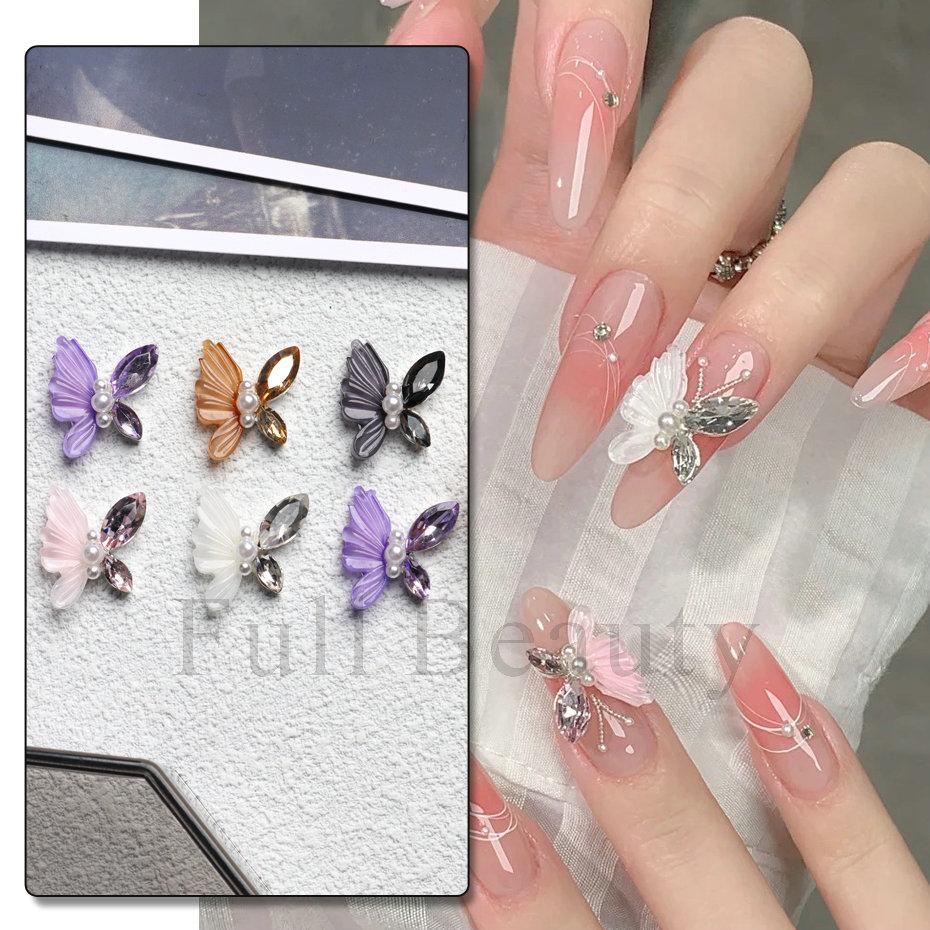 10 buc./set fluture francez diamant Nail Art DIY Decoratiuni de piatra Sclipici colorate DIY Nail Art Metal