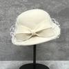 Autumn And Winter New White Celebrity Style Beret Female Bow High-End Temperament Elegant Short Brim Foreign Thousand Gold Top Hat