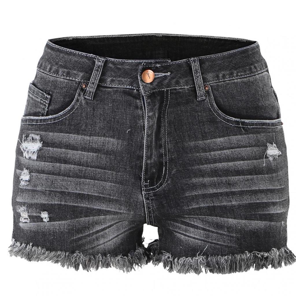 Sawary Short Jeans Deshilachado con Cierre y Cadena - Negro | SANNA'S  Online Store