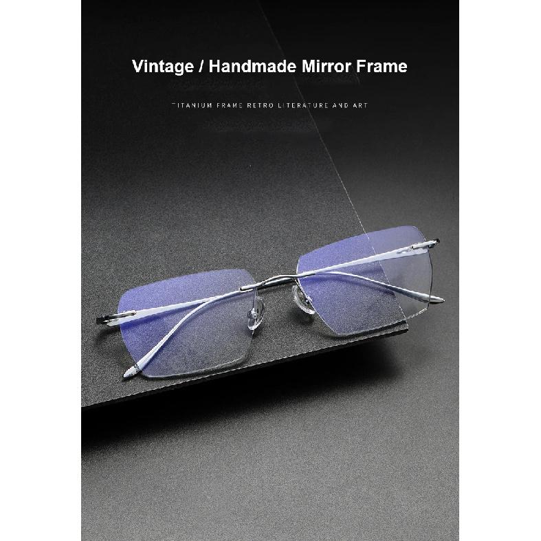 Men Ultralight Pure Titanium Frameless Eyeglasses Women Blue Light Blocking Business Glasses Prescription Myopia Reading Eyewear
