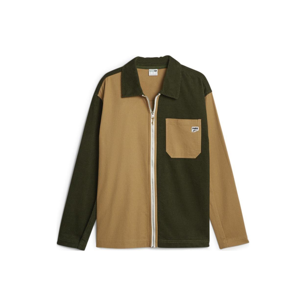 PUMA Downtown Corduroy Shirt Brown Olive Green Men s 621291-31 M