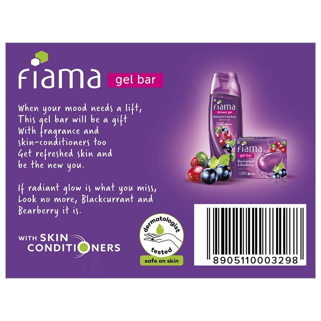 Fiama Gel Bar Blackcurrant And Bearberry 125GX6 Soap With Skin Conditioners For Moisturized Radiant And Glowing Skin For Women And Men