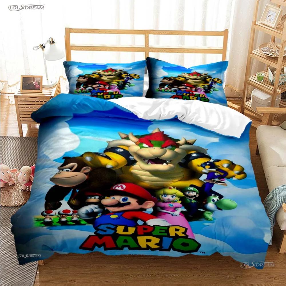 

Mario Cartoon Game Cute All Season Duvet Cover Comforter Bedding Sets Soft Quilt Cover And Pillowcases Single/Double/Queen/King EU Twin 135x200cm
