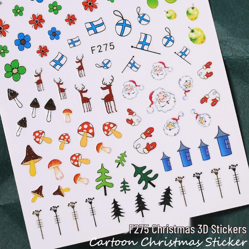 Cute Christmas Nail Stickers: Snowman, Santa, Snowflake & Reindeer Designs