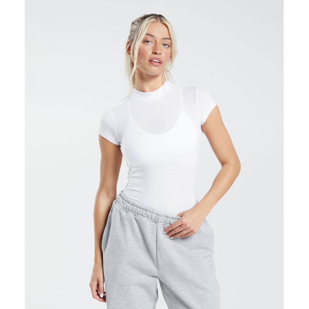

Футболка GYMSHARK облегающая из джерси, белая B5A1P WB57